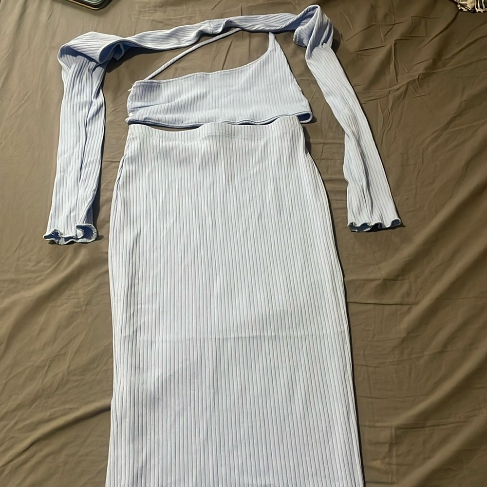 Maxi Skirt Set with Cropped Tank & Shawl